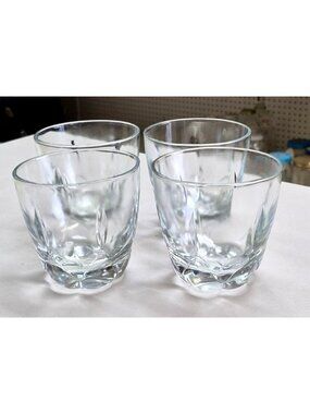 Clear Glass Tumblers Old Fashioned Rocks Glasses Water Drinking Set 4